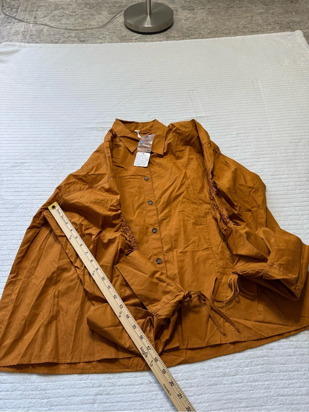 Free People Rust Orange Button-Up Blouse oversized